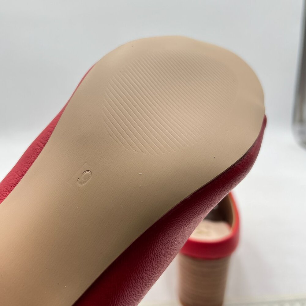 Ydn Red Open Toe Mules Slip On Block Heeled Slide… - image 5